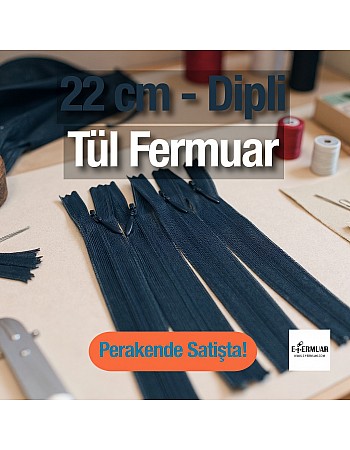 Elbise ve Etek Fermuarı Gizli Fermuar 22 cm ZPHSN0022TUL