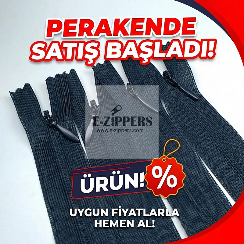 Gizli Fermuar 22 cm Tül Elbise ve Etek Fermuarı ZPHSN0022TUL