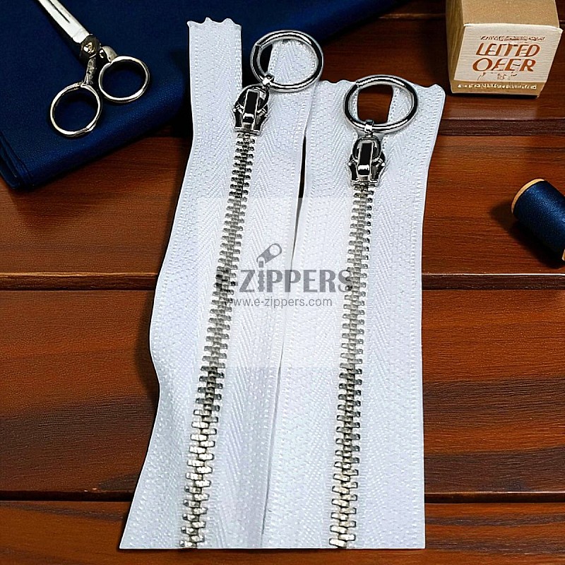 Metal Fermuar 25 cm T 5 Metal Dişli Beyaz Dipli  ZPHSN0025T5