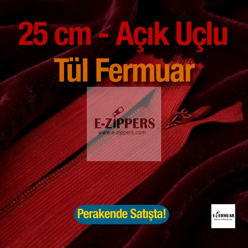 Gizli Fermuar 25 cm Tül Elbise ve Etek Fermuarı ZPHSN0025TUL