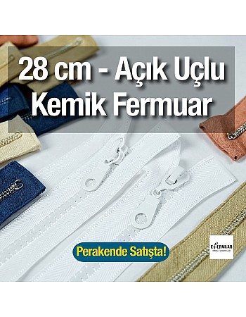 28 cm Kalın Dişli Kemik Fermuar T6 Açık Uçlu - Separe  ZPHSN0028T6