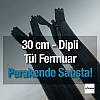 Etek ve Elbise Gizli Fermuar 30 cm Siyah kapalı Uçlu ZPHSN0030TUL
