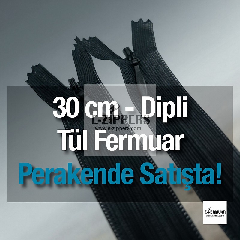 Etek ve Elbise Gizli Fermuar 30 cm Siyah kapalı Uçlu ZPHSN0030TUL