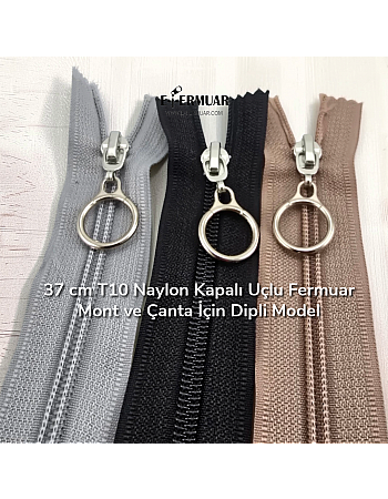 37 cm T10 Black Nylon Closed-End Zipper – Bottom-Mounted Model for Jackets and Bags - ZPHSN0037T10