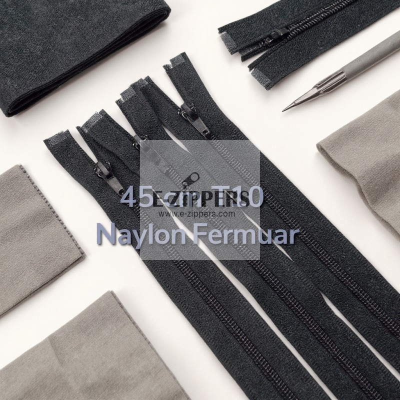 45 cm uzunluğundaki naylon Tip 10 mont fermuarı, açık uçlu separe yapısıyla pratik kullanım sunar.