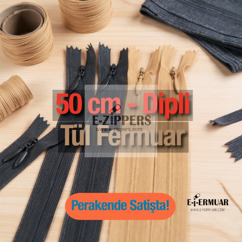 Hidden Zipper 50 cm Tulle Dress and Skirt Zipper ZPHSN0050TUL