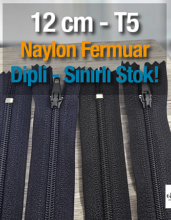  Naylon Cep Fermuarı 12 cm  Dipli -  NC0012T5