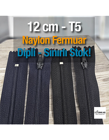 Naylon Cep Fermuarı 12 cm  Dipli -  NC0012T5