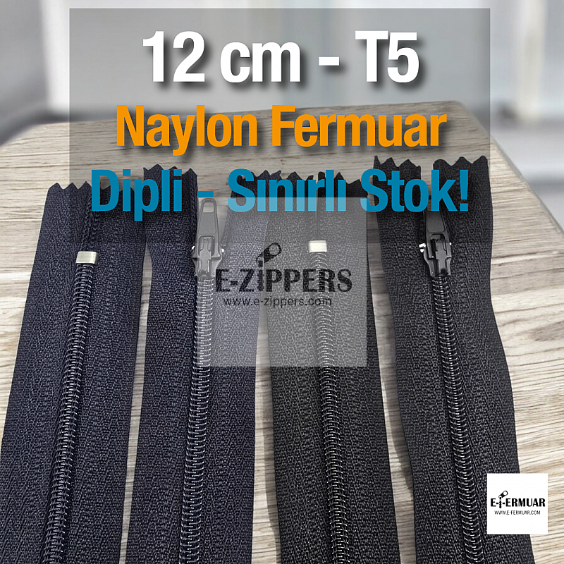 Naylon Cep Fermuarı 12 cm  Dipli -  NC0012T5