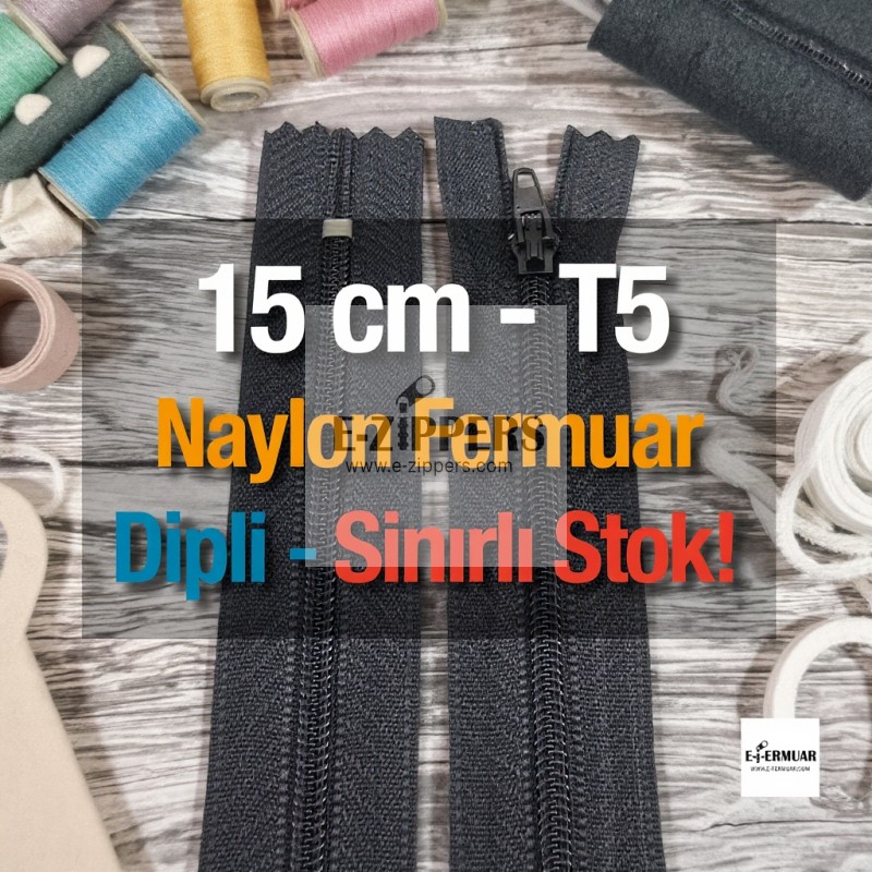 Nylon Pocket Zipper with 15 cm Bottom - NC0015T5