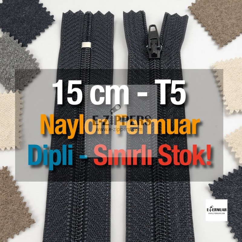 Nylon Pocket Zipper with 15 cm Bottom - NC0015T5