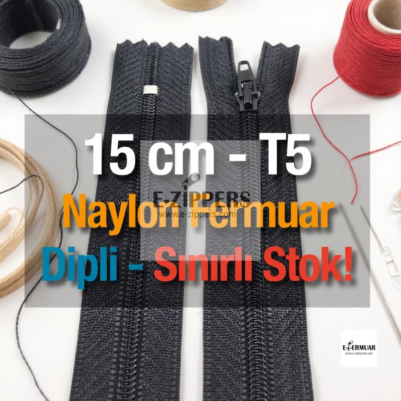 Nylon Pocket Zipper with 15 cm Bottom - NC0015T5