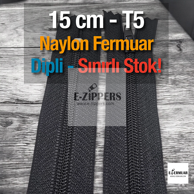 Naylon Cep Fermuarı 15 Cm Dipli -  NC0015T5