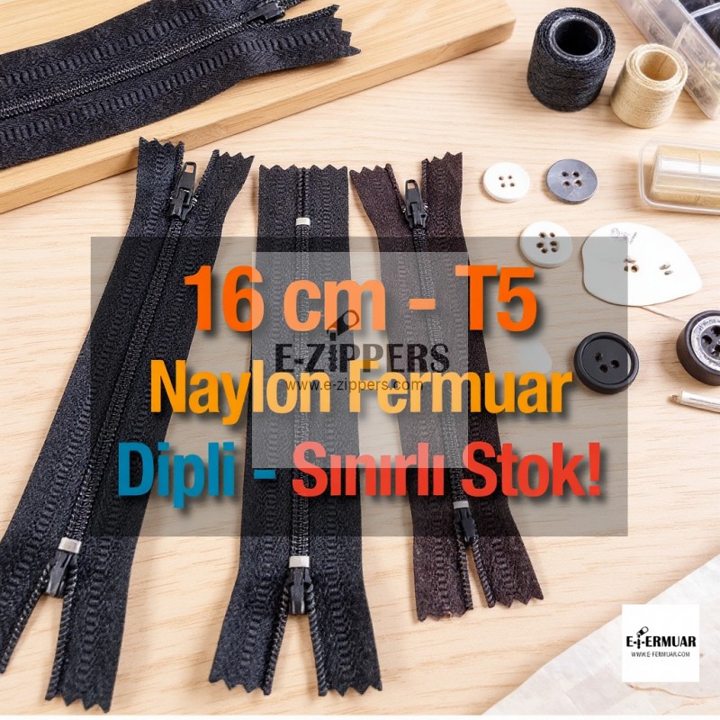 Nylon Pocket Zipper with 16 cm Bottom - NC0016T5