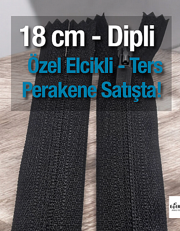 Özel Elcikli 18 Cm Naylon Cep Fermuarı  Dipli -  NC0018T3Ö