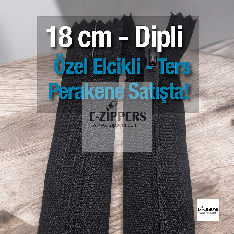 Özel Elcikli 18 Cm Naylon Cep Fermuarı  Dipli -  NC0018T3Ö