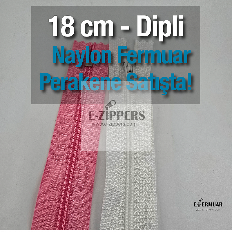 Naylon 18 Cm Cep Fermuarı  -  Dipli - NC0018T5