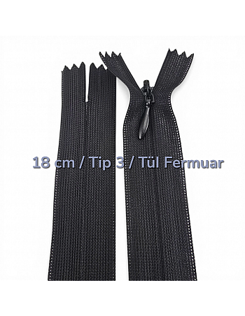 7-inch Tulle Ribbon Detailed Concealed Zipper Type 3 | For Dresses and Skirts | NC0018TUL