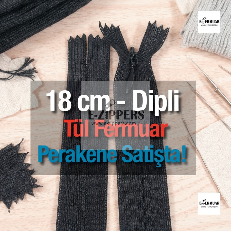 Tulle Zipper 18 cm Bottom - NC0018TUL