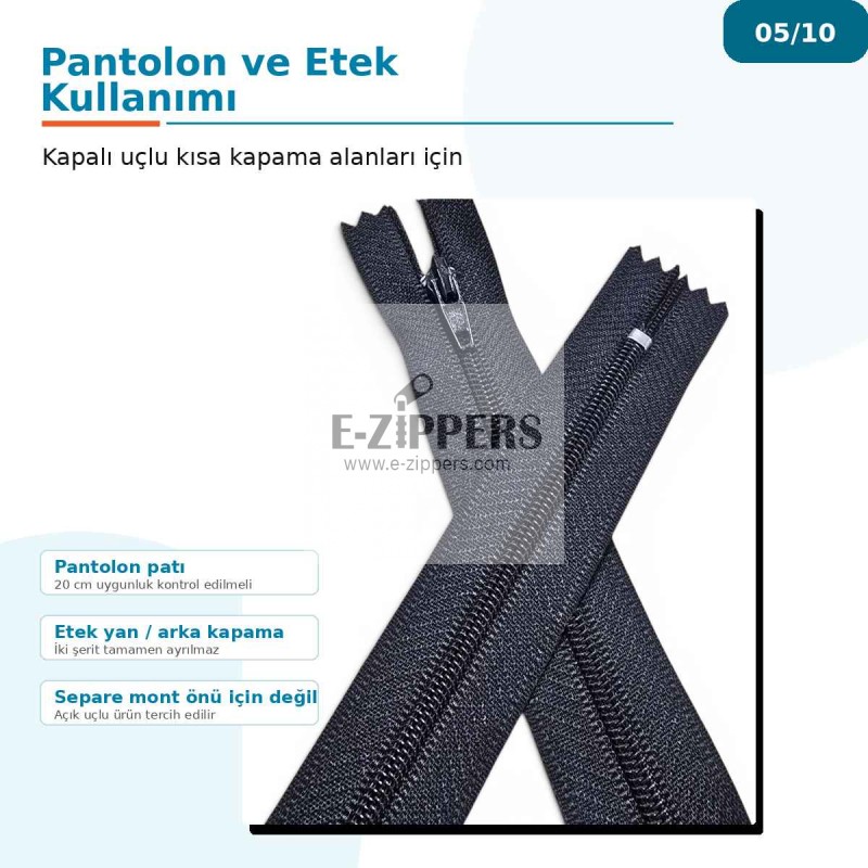 20 cm Nylon #3 Closed-End Pants and Skirt Zipper 25 Pieces NC0020T5