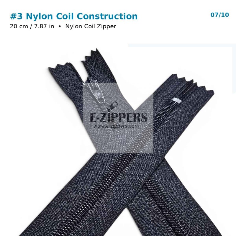 20 cm Nylon #3 Closed-End Pants and Skirt Zipper 25 Pieces NC0020T5