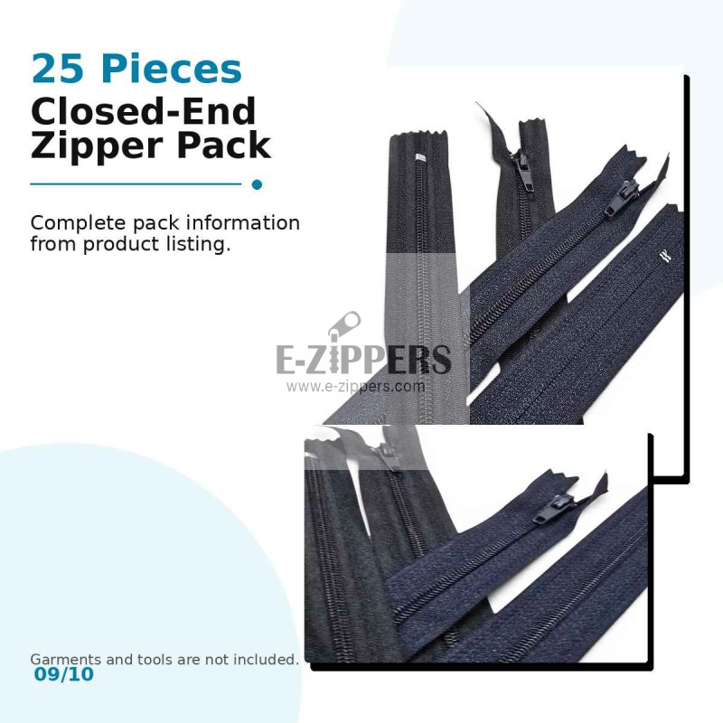 20 cm Nylon #3 Closed-End Pants and Skirt Zipper 25 Pieces NC0020T5