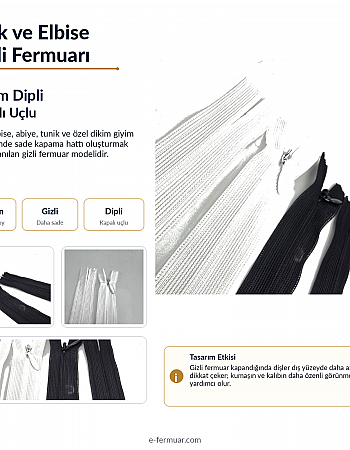 35 cm 13.77" Invisible Zipper with Tulle Tape | Elegant Dress and Eveningwear Zipper | NC0035TUL