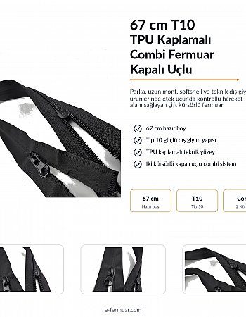 Su Geçirmez Fermuar 67 cm Tpu Combi NC0067SG