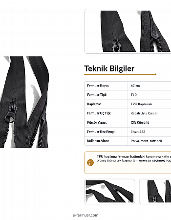 Su Geçirmez Fermuar 67 cm Tpu Combi NC0067SG