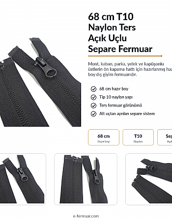 Naylon 68 Cm Mont Fermuarı Açık Uçlu (Separe)  -  NC0068T10