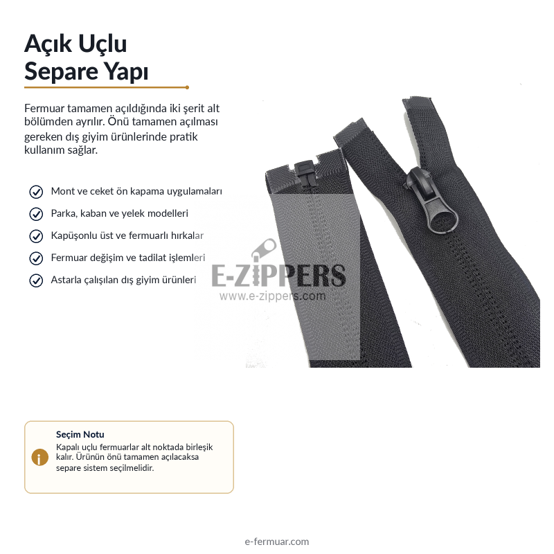 Nylon 68 cm Jacket Zipper Open End (Separate) - NC0068T10