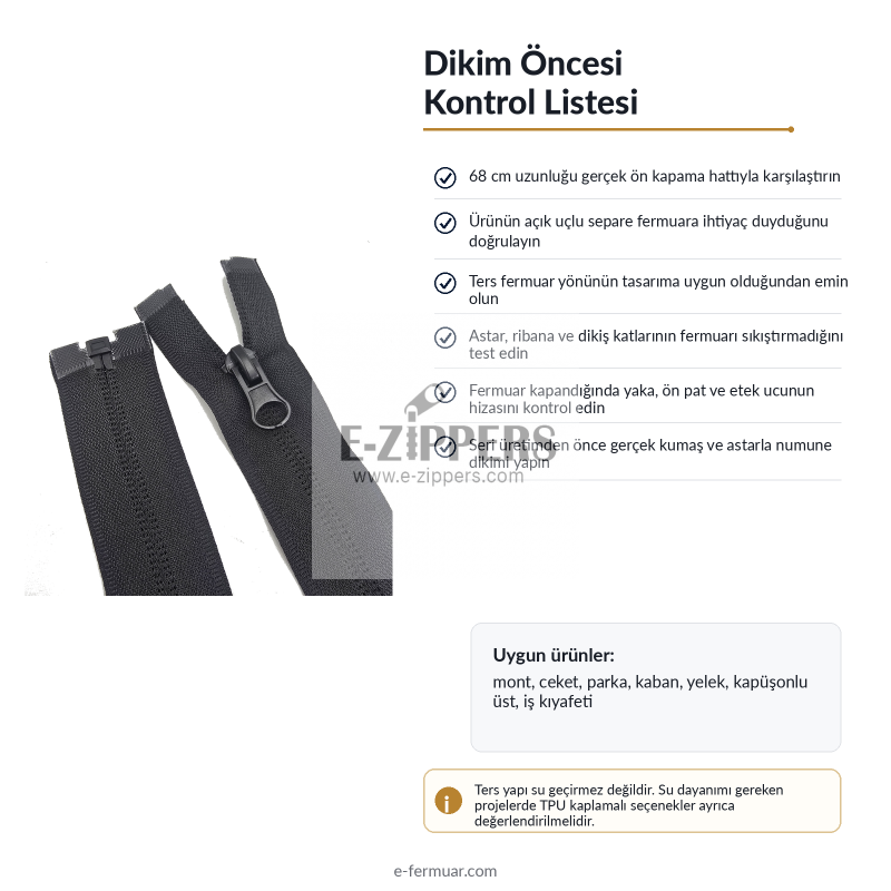 Nylon 68 cm Jacket Zipper Open End (Separate) - NC0068T10