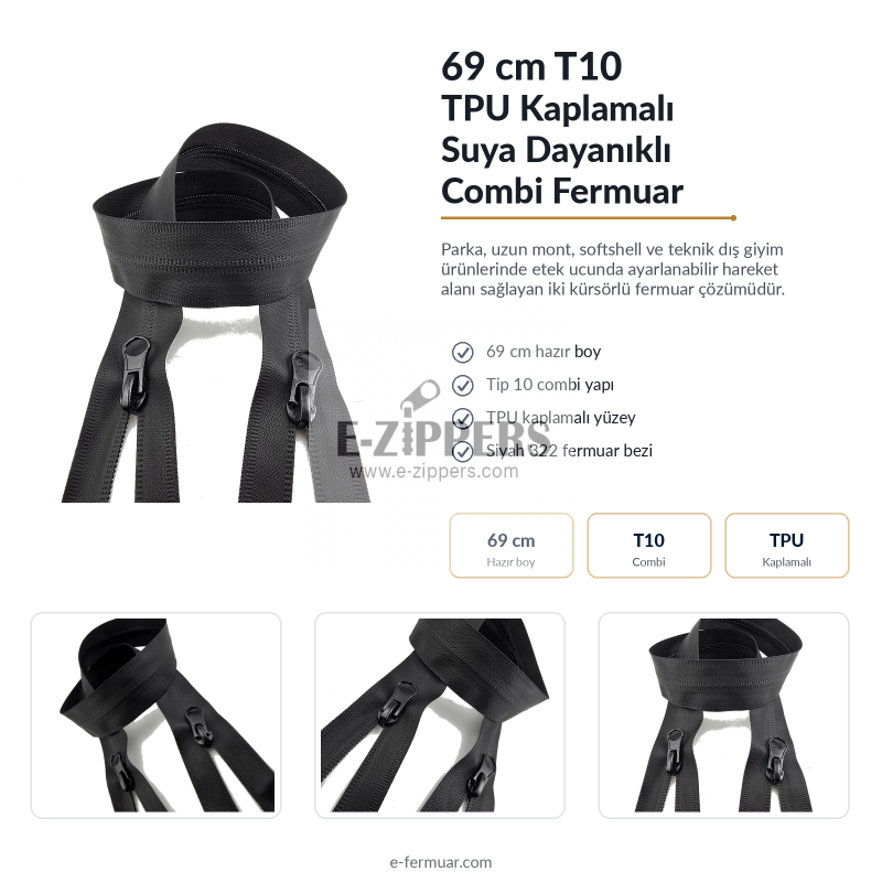 Waterproof Zipper 69 cm TPU NC0069SG