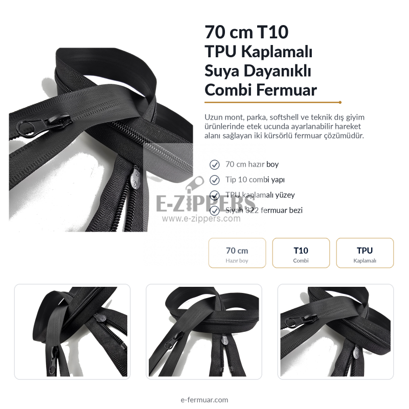 Nylon 70 cm Jacket Zipper Open End (Separate) - NC0070T10