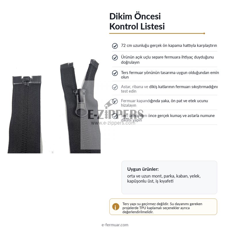 72 cm 28.34" Nylon Jacket Zipper | Long Open-End Outerwear Zipper | NC0072T10