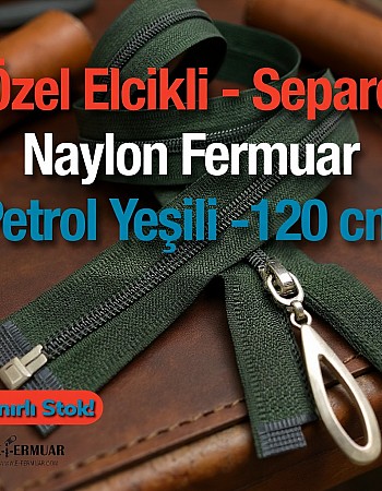 Naylon Özel Elcikli Ferace Fermuarı 120 Cm  Açık Uçlu (Separe)  -  PR00120T10