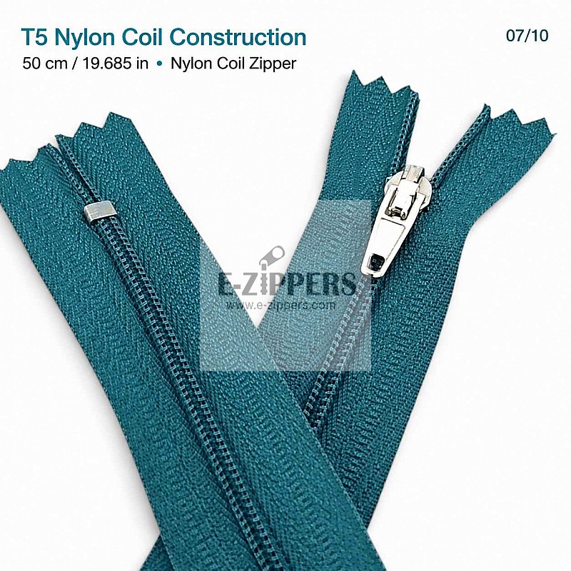 50 cm T5 Mavi Naylon Bobin Dipli Fermuar – Çanta ve Cep Fermuarı ZP0050t5