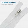 50 cm T5 Beyaz Naylon Bobin Dipli Fermuar – Çanta ve Cep Fermuarı ZP0050t5
