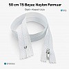 50 cm T5 Beyaz Naylon Bobin Dipli Fermuar – Çanta ve Cep Fermuarı ZP0050t5