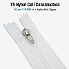 50 cm T5 Beyaz Naylon Bobin Dipli Fermuar – Çanta ve Cep Fermuarı ZP0050t5