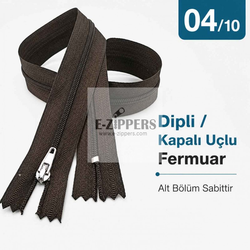50 cm T5 Kahverengi Naylon Bobin Dipli Fermuar – Çanta, Cep ve Cüzdan Fermuarı ZP0050t5K