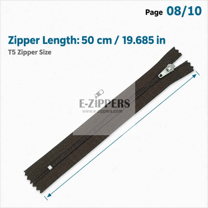 50 cm T5 Kahverengi Naylon Bobin Dipli Fermuar – Çanta, Cep ve Cüzdan Fermuarı ZP0050t5K