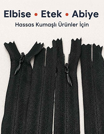 22 cm / 8.661 in Black Woven Tulle Closed-End Invisible Zipper for Dresses, Skirts and Eveningwear – ZPG0022DKM