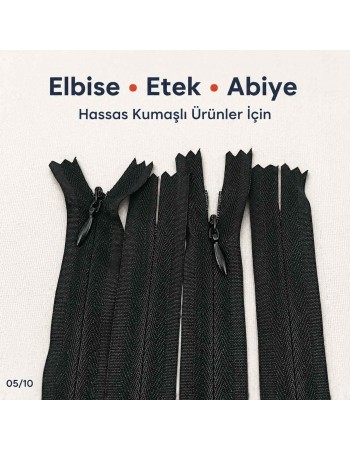 22 cm / 8.661 in Black Woven Tulle Closed-End Invisible Zipper for Dresses, Skirts and Eveningwear – ZPG0022DKM