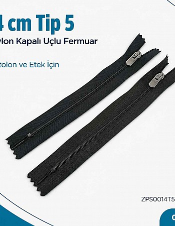 14 cm / 5.51 in T5 #3 Nylon Closed-End Pants and Skirt Zipper ZPS0014T5N