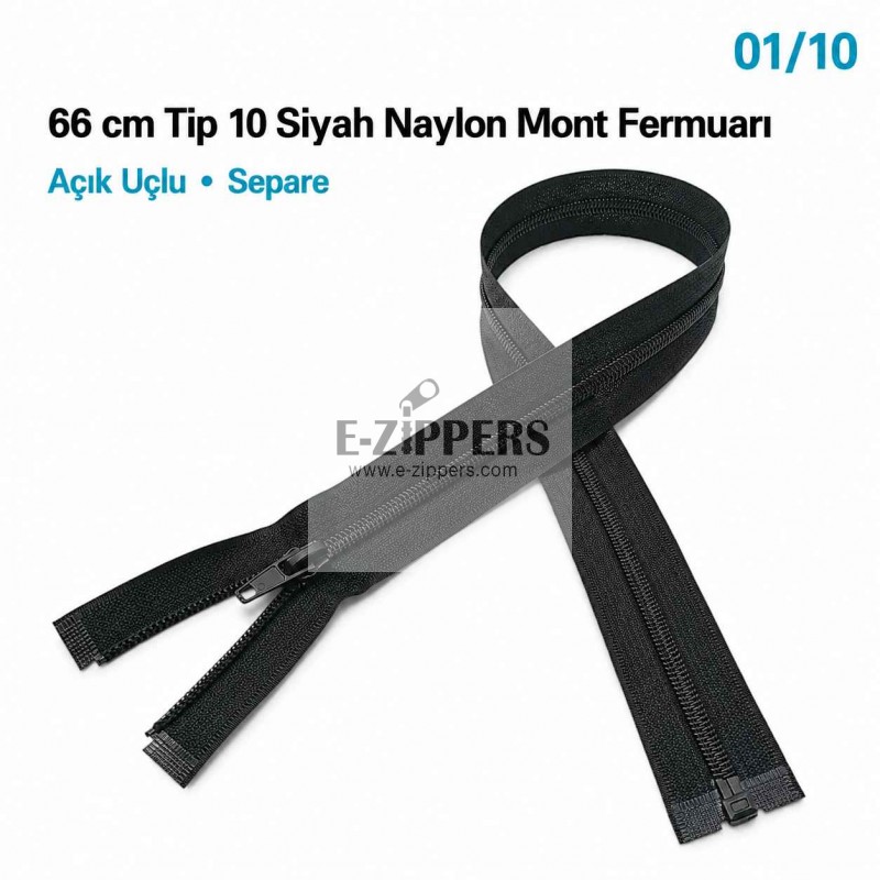 66 cm / 25.984 in T10 #5 Black Nylon Open-End Separating Jacket Zipper – ZPS0066T10