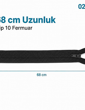 68 cm Tip 10 Siyah Naylon Separe Mont Fermuarı – Açık Uçlu Ceket Fermuarı ZPS0068T10