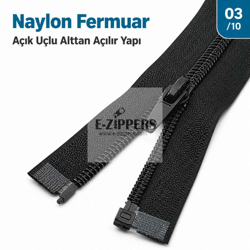 68 cm / 26.772 in T10 #5 Black Nylon Open-End Separating Jacket Zipper – ZPS0068T10