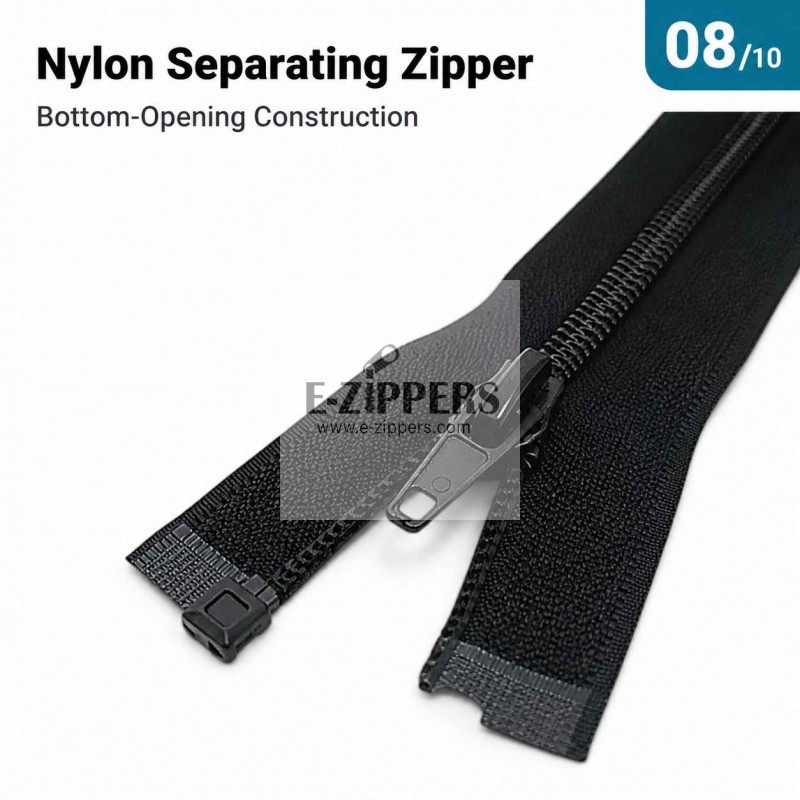 68 cm / 26.772 in T10 #5 Black Nylon Open-End Separating Jacket Zipper – ZPS0068T10