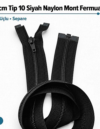 70 cm Tip 10 Siyah Naylon Separe Mont Fermuarı – Açık Uçlu Ceket Fermuarı ZPS0070T10